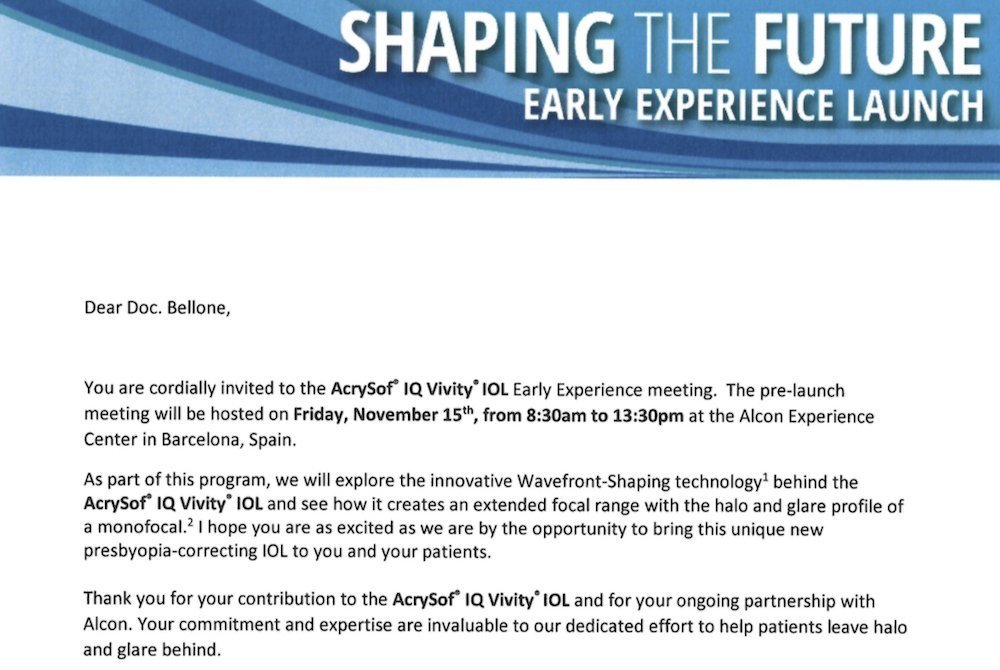 AcrySof IQ Vivity IOL Early Experience Meeting